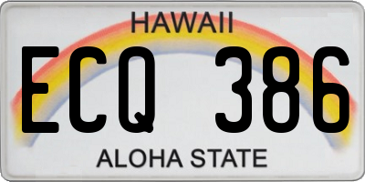 HI license plate ECQ386