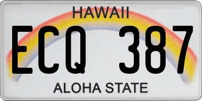 HI license plate ECQ387