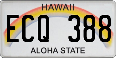 HI license plate ECQ388