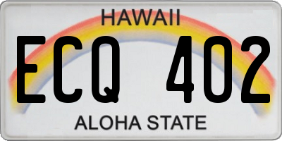 HI license plate ECQ402