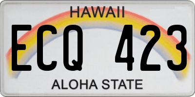 HI license plate ECQ423