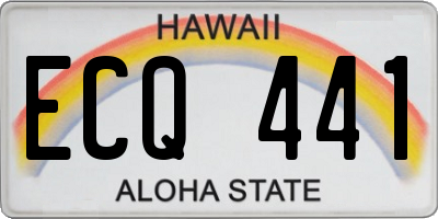 HI license plate ECQ441