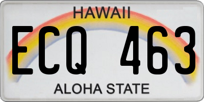 HI license plate ECQ463