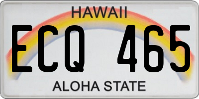 HI license plate ECQ465