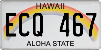 HI license plate ECQ467