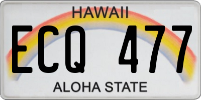 HI license plate ECQ477