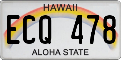 HI license plate ECQ478