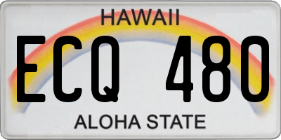 HI license plate ECQ480
