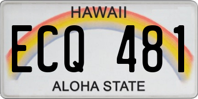 HI license plate ECQ481