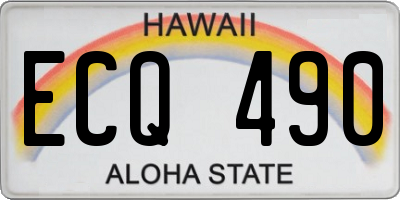HI license plate ECQ490