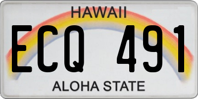 HI license plate ECQ491