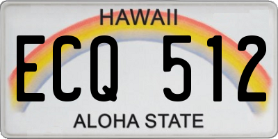 HI license plate ECQ512