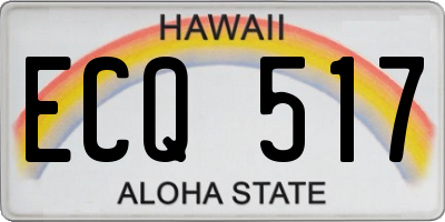 HI license plate ECQ517