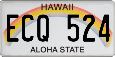 HI license plate ECQ524
