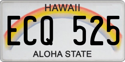 HI license plate ECQ525