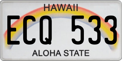 HI license plate ECQ533