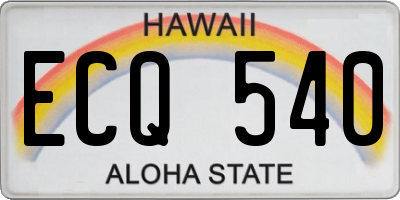 HI license plate ECQ540