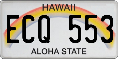 HI license plate ECQ553