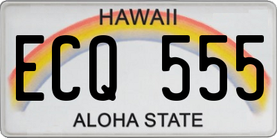 HI license plate ECQ555