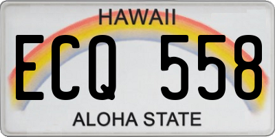 HI license plate ECQ558