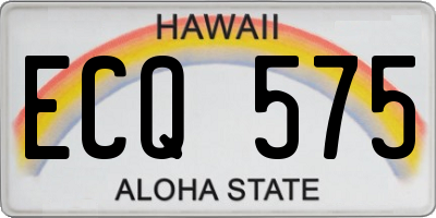 HI license plate ECQ575