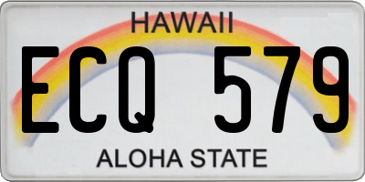 HI license plate ECQ579