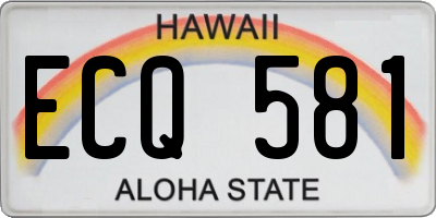 HI license plate ECQ581