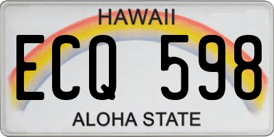 HI license plate ECQ598