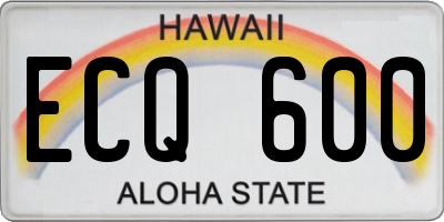 HI license plate ECQ600