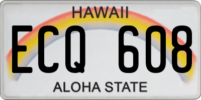 HI license plate ECQ608
