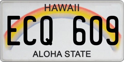 HI license plate ECQ609