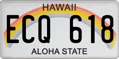 HI license plate ECQ618