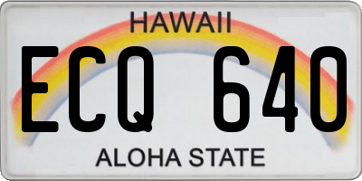 HI license plate ECQ640