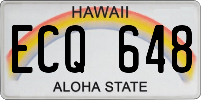 HI license plate ECQ648