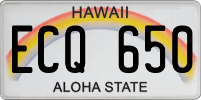 HI license plate ECQ650