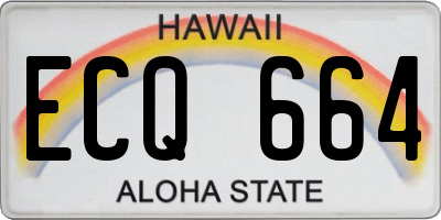 HI license plate ECQ664