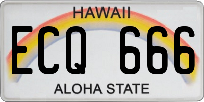 HI license plate ECQ666