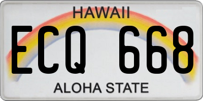 HI license plate ECQ668