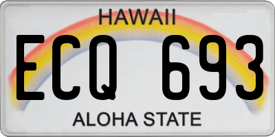 HI license plate ECQ693