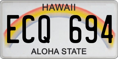 HI license plate ECQ694