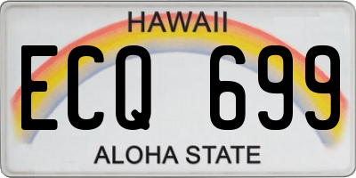 HI license plate ECQ699