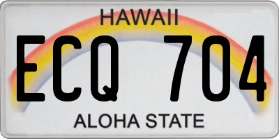 HI license plate ECQ704