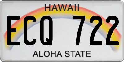 HI license plate ECQ722