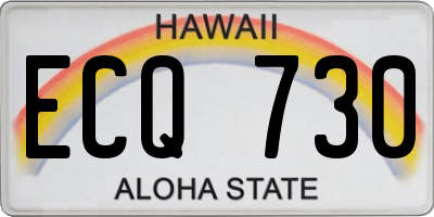 HI license plate ECQ730