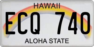 HI license plate ECQ740