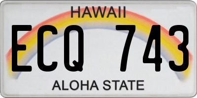 HI license plate ECQ743