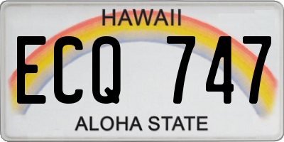 HI license plate ECQ747