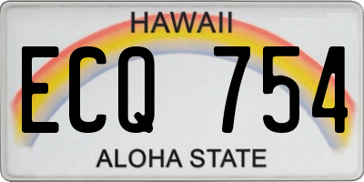 HI license plate ECQ754