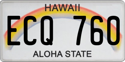 HI license plate ECQ760