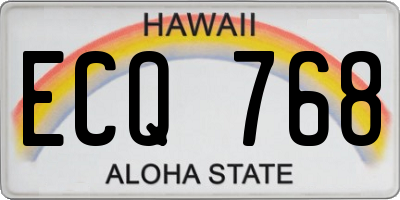 HI license plate ECQ768